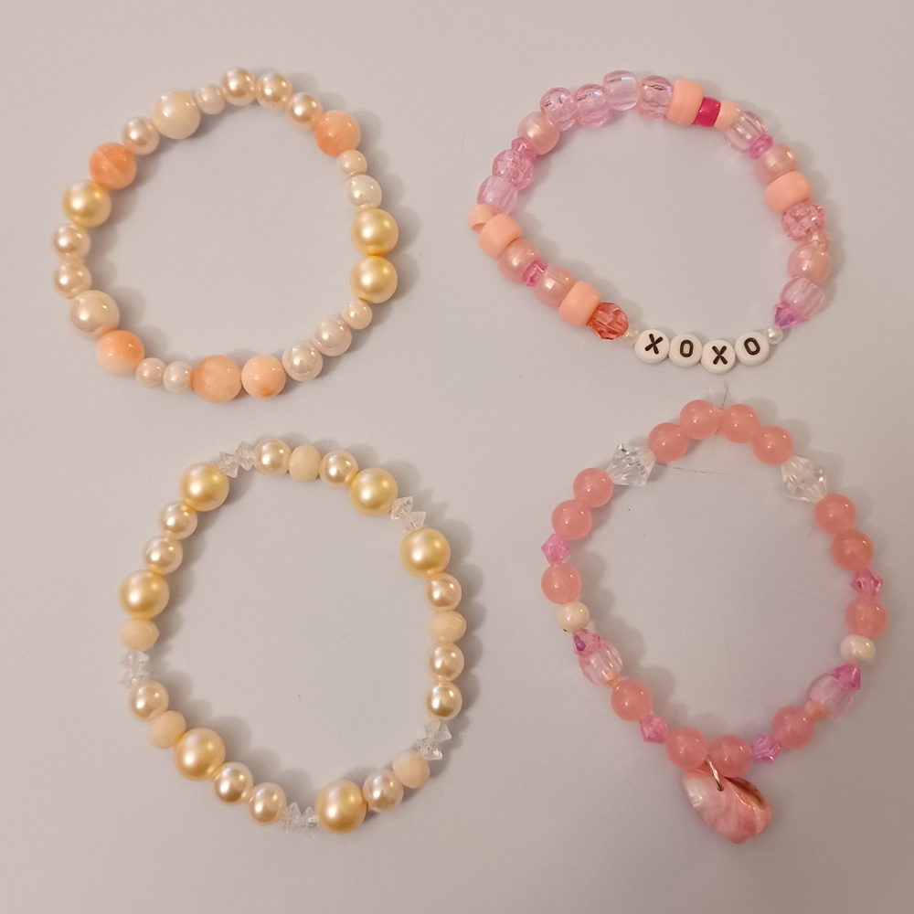 Pink Bundle Of 4 Homemade Bracelets